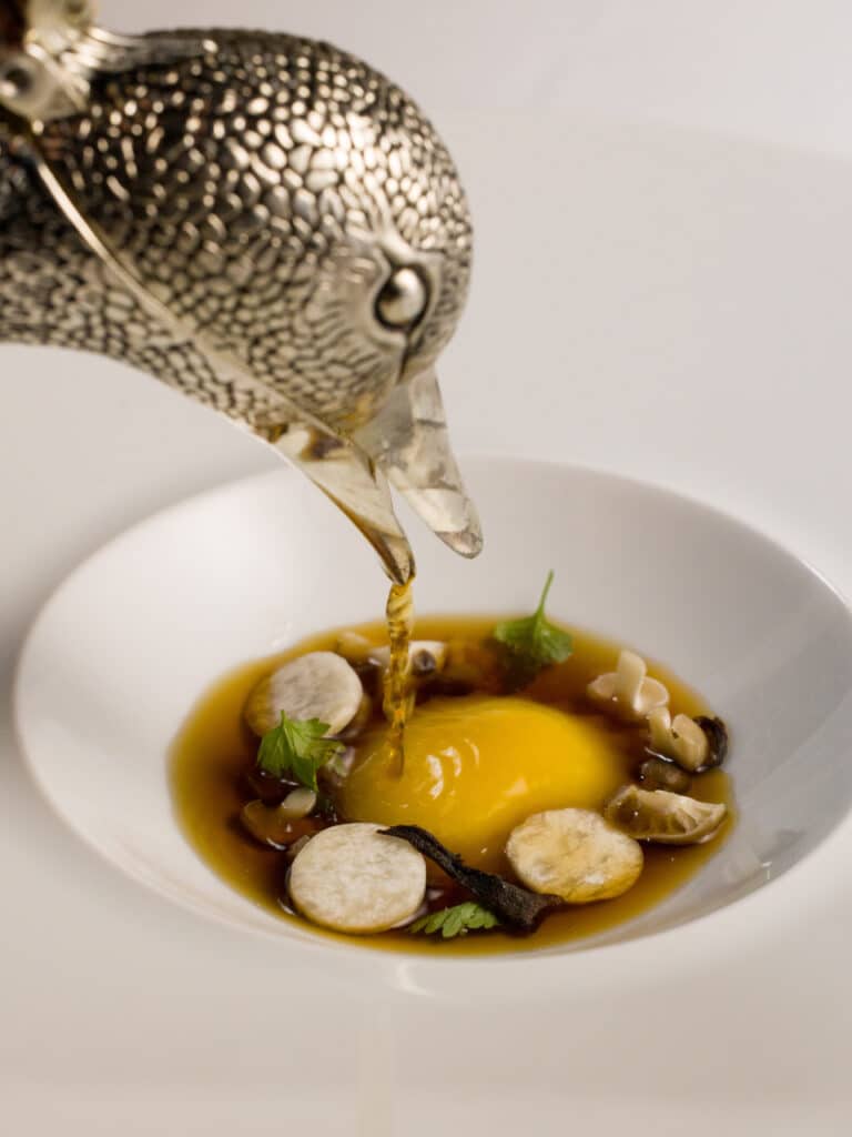 Smoked Gubeen Ravioli Consomme